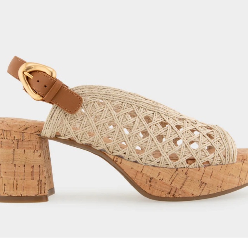 AEROSOLES Cream and Brown Platform Sandals